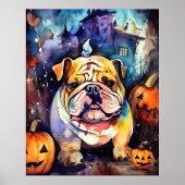 Poster Halloween Bulldog avec la peur Citrouille (Devant)