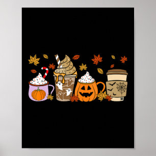 Poster Halloween Café Citrouille Latte Costume d'épice Ho