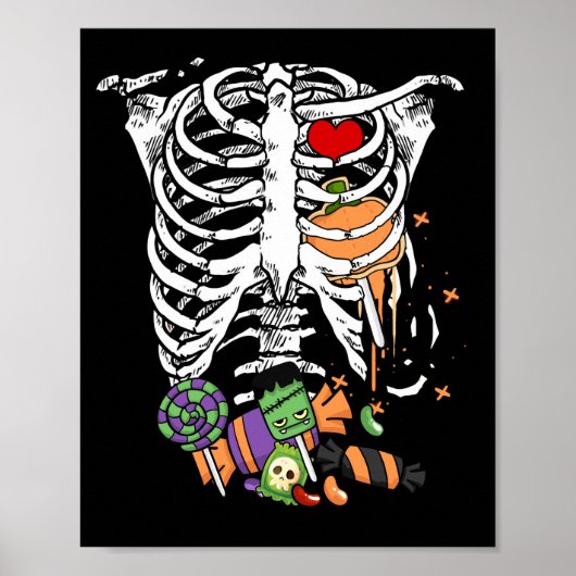 Poster Halloween Candy Skeleton Rib Cage X-Ray (Devant)