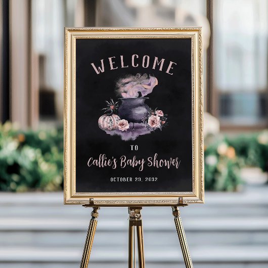 Poster Halloween Cauldron Baby Shower Welcome Sign
