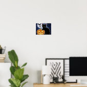 Poster halloween chat noir avec citrouille (Bureau à domicile)