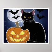 Poster halloween chat noir avec citrouille (Devant)