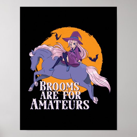Poster Halloween Cheval Sorcière Lover mignonne Anime Gir (Devant)