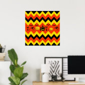 Poster Halloween Chevron Maison hantée Chat noir Motif (Bureau à domicile)
