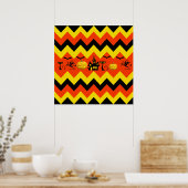 Poster Halloween Chevron Maison hantée Chat noir Motif (Cuisine)
