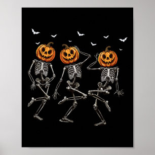 Poster Halloween Citrouille Danser Skeleton Costume Femme