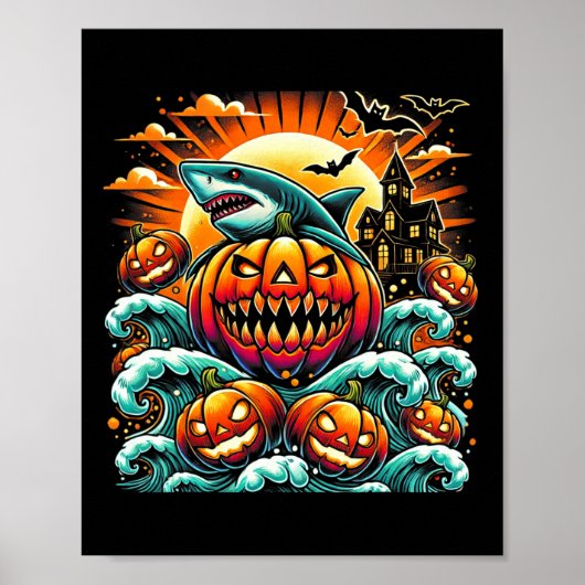 Poster Halloween citrouille du requin (Devant)