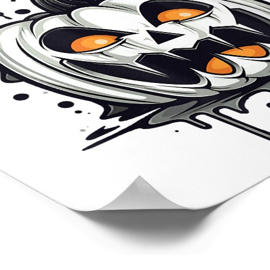 Poster Halloween Citrouille éffrayant Design Tri ou trait (Coin)