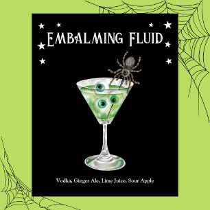 Poster Halloween Cocktail Party Eyeball Martini Recette