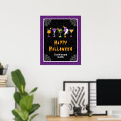 Poster Halloween Cocktails Purple Damask Party Sign (Bureau à domicile)