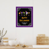 Poster Halloween Cocktails Purple Damask Party Sign (Cuisine)