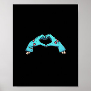 Poster Halloween Coeur des mains Zombie Éffrayant