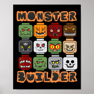 Poster Halloween Construire briques Monster Constructeur
