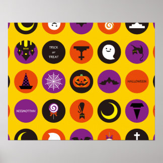Poster Halloween Cool personnalisé Motif Whimsical Jaune
