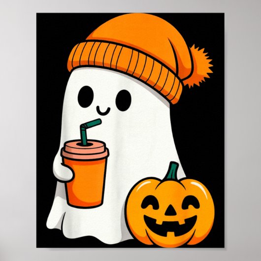 Poster Halloween Costume Ghost Drinking Pumpkin Men Women (Devant)