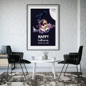 Poster Halloween crâne floral