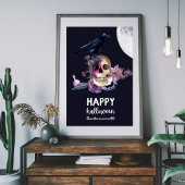 Poster Halloween crâne floral