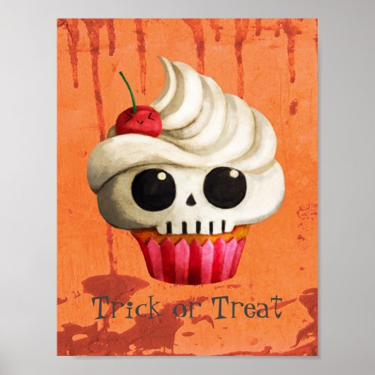 Poster Halloween Cupcake de crâne mortel (Devant)