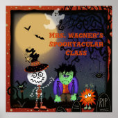 Poster Halloween Cute Éffrayant Squelette Chat Personnali (Devant)