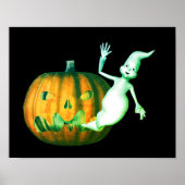 Poster Halloween Cute Ghost Jack-o'-lantern (Devant)