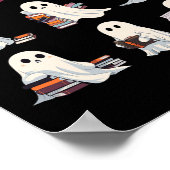 Poster Halloween Cute Ghost Lire plus Livres Éffrayant Bo (Coin)