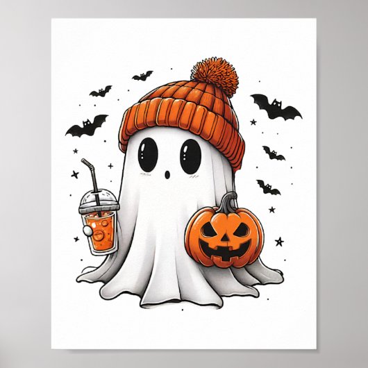 Poster Halloween Cute Ghost Spice Womens Fall Mer Éffraya (Devant)
