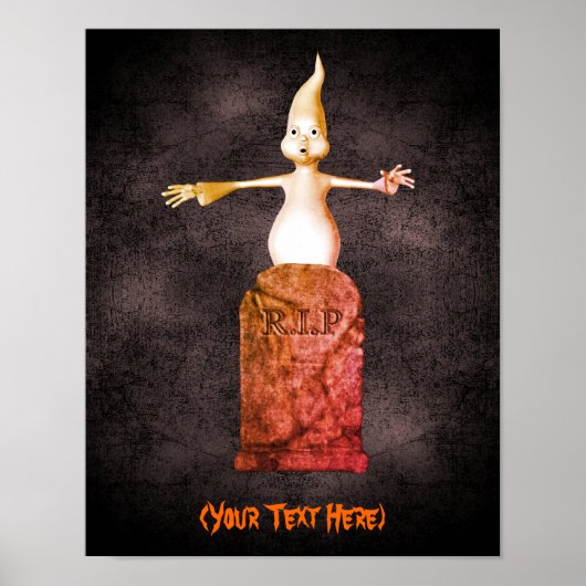 Poster Halloween Cute Ghost Tombstone Personnalisé (Devant)