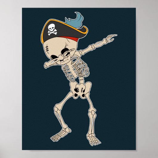 Poster Halloween Dab Skeleton Pirate Dance (Devant)