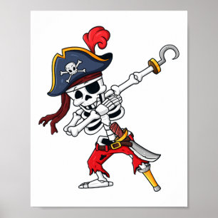 Poster Halloween Dabbing Pirate Skeleton Fun Dab Boys Gir