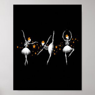 Poster Halloween Danser Squelette Ballerina Ballet Femmes
