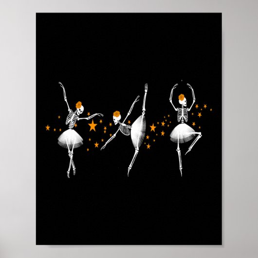 Poster Halloween Danser Squelette Ballerina Ballet Femmes (Devant)