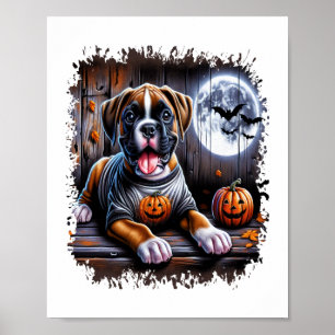 Poster Halloween de chien de boxe