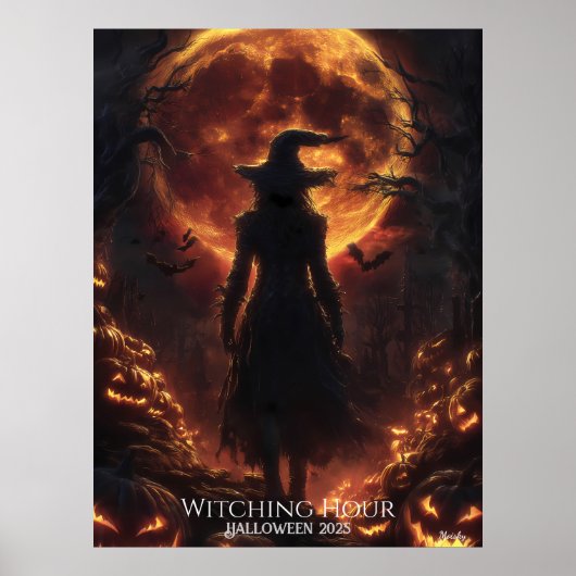 Poster Halloween de l'heure de sorcière (Devant)