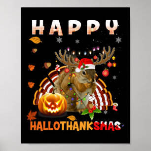 Poster Halloween D'Écureuil Et Joyeux Noël Happy Hallo
