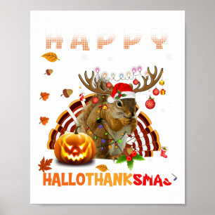 Poster Halloween D'Écureuil Et Joyeux Noël Happy Hallo
