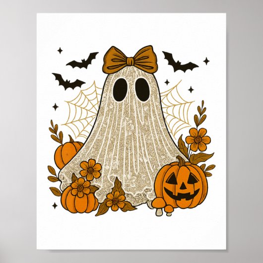 Poster Halloween Dentelle Fantôme Coquette Fleur Bow Flor (Devant)