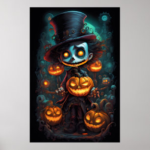 Poster Halloween déplaisant et Citrouille