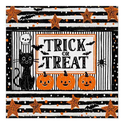 Poster Halloween des friandises ou un sort (Devant)