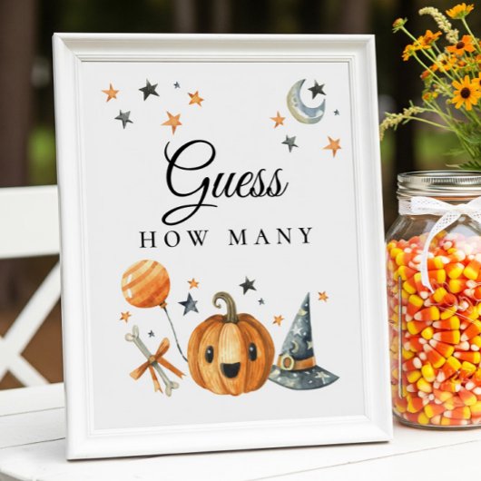 Poster Halloween "Devinez combien" jeu de Baby shower