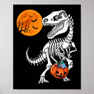 Poster Halloween Dinosaur T Rex Skeleton Scary Garçons En