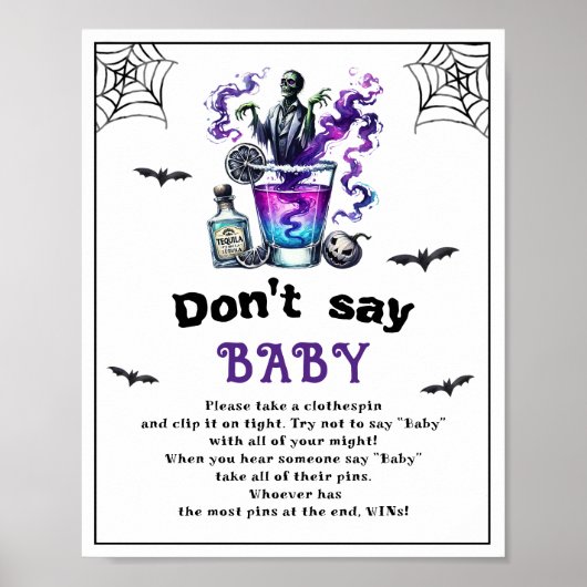Poster Halloween "Don't Say Baby" jeu de Baby shower (Devant)
