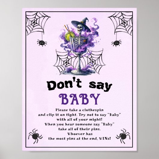 Poster Halloween "Don't Say Baby" jeu de Baby shower (Devant)