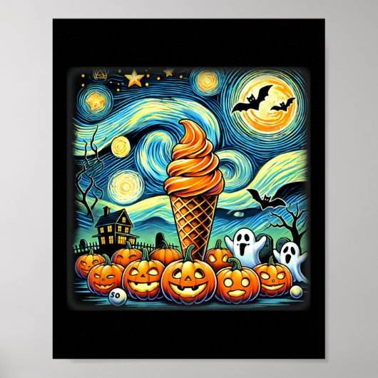 Poster Halloween du cône de crème glacée de nuit (Devant)