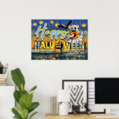 Poster Halloween éffrayant, chauve-souris et Jack-o-lante (Bureau à domicile)