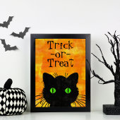 Poster Halloween éffrayant en chat noir