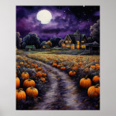 Poster Halloween Éffrayant Haunted Town Night (Devant)