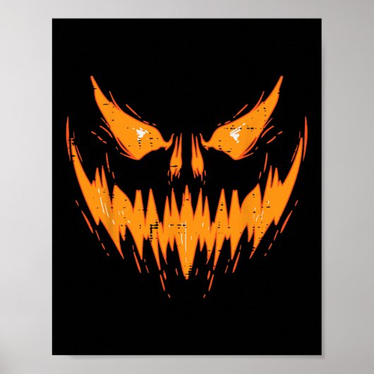 Poster Halloween Éffrayant Jack-o'-lantern Face Citrouill (Devant)