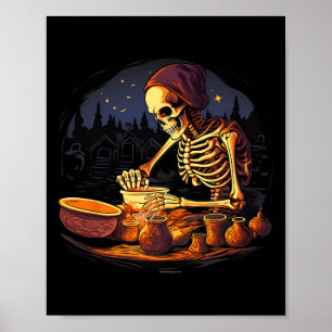 Poster Halloween Éffrayant Squelette Argile fabricant de