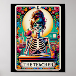 Poster Halloween Enseignants Carte Tarot Squelette Éffray
