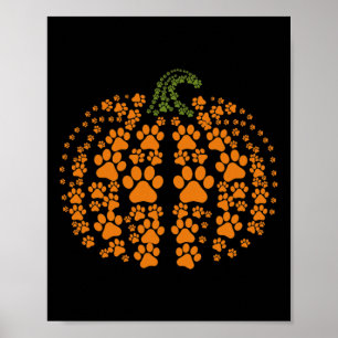 Poster Halloween Fall Cute Paws Citrouille Amateurs d'ani